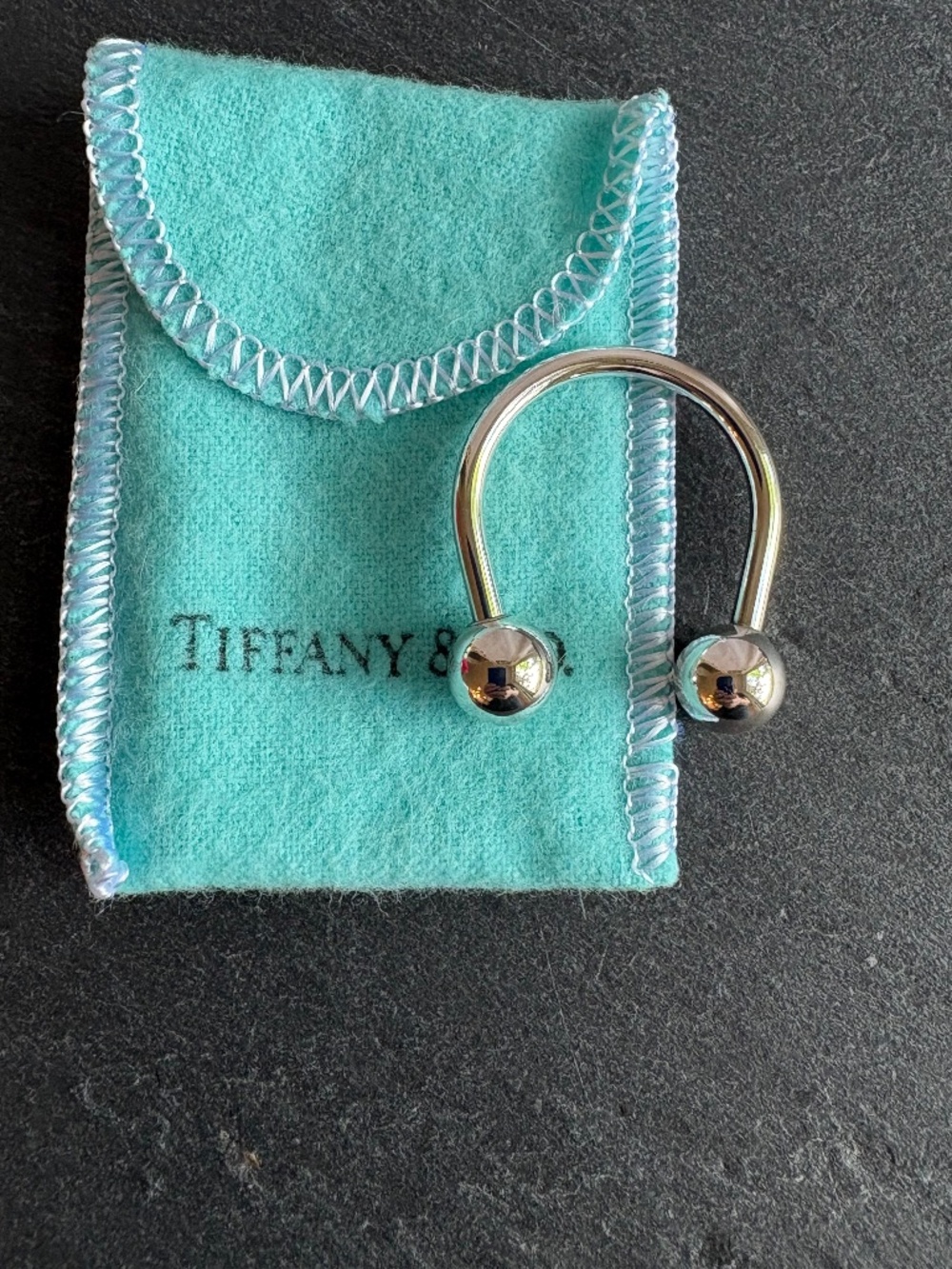 Vintage 1999 Tiffany & Co. Sterling Silver Horseshoe Screwball Keyring